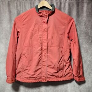 vintage women's LL BEAN Fleece Lined windbreaker Jacket Orange/gray Size XL‎